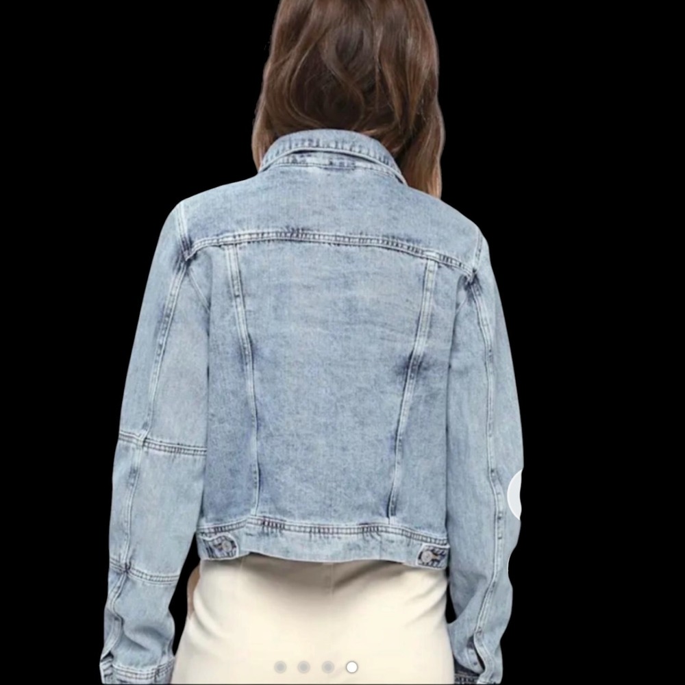 Free People Womens Light Wash Denim Trucker Jacket Blue OB808197 Size S - Picture 10 of 13